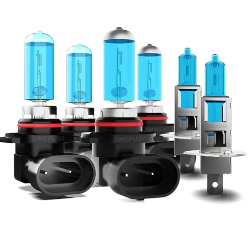 Image of headlight bulbs compatible with Sonata 1997-1998 halogen lights, 9005 + 9006 High /Low Beam + h1 Halogen Fog Lights, Pack of 6