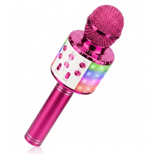 ShinePick Microphone Karaoke sans Fil, Micro Karaoké Bluetooth Portable avec LED Lumière Disco pour Enfants/Adultes Chanter, Compatible avec...