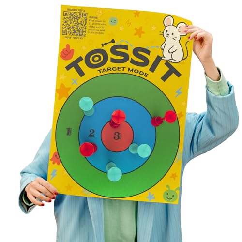 TOSSIT Poster 2-in-1 Spiel: DREI Gewinnt und Klassische Zielscheibe für Saugnapf-Darts | Abnehmbar & Bis zu 200 Mal Wiederverwendbar | Leicht Einfach zu Montieren Für Familie und Freunde