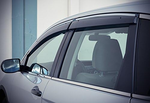 WellVisors Window Visors Wind Deflectors Compatible with Honda 2012-2016 CRV with Chrome Trim Rain Guards 3-847HD014