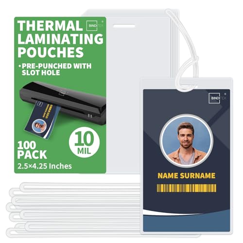 Binditek 100 Pack 10 Mil Thermal Laminating Pouches, 2.5 x