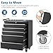 5-Drawer Rolling Tool Chest Cabinet, Tool Storage Organizer Cart with Wheels, Locking System and Drawer Liners, Portable Toolbox for Garage, Workshop, Mechanics, Home, Black