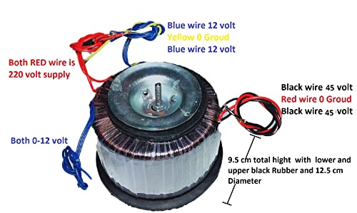 Image of Electronic work Toroidal Transformer 45-0-45 10 Ampere with 12-0-12 with 0-12 3 Ampere for Mosfet Audio Amplifier Board Pure Copper with nut Bolt and Rubber