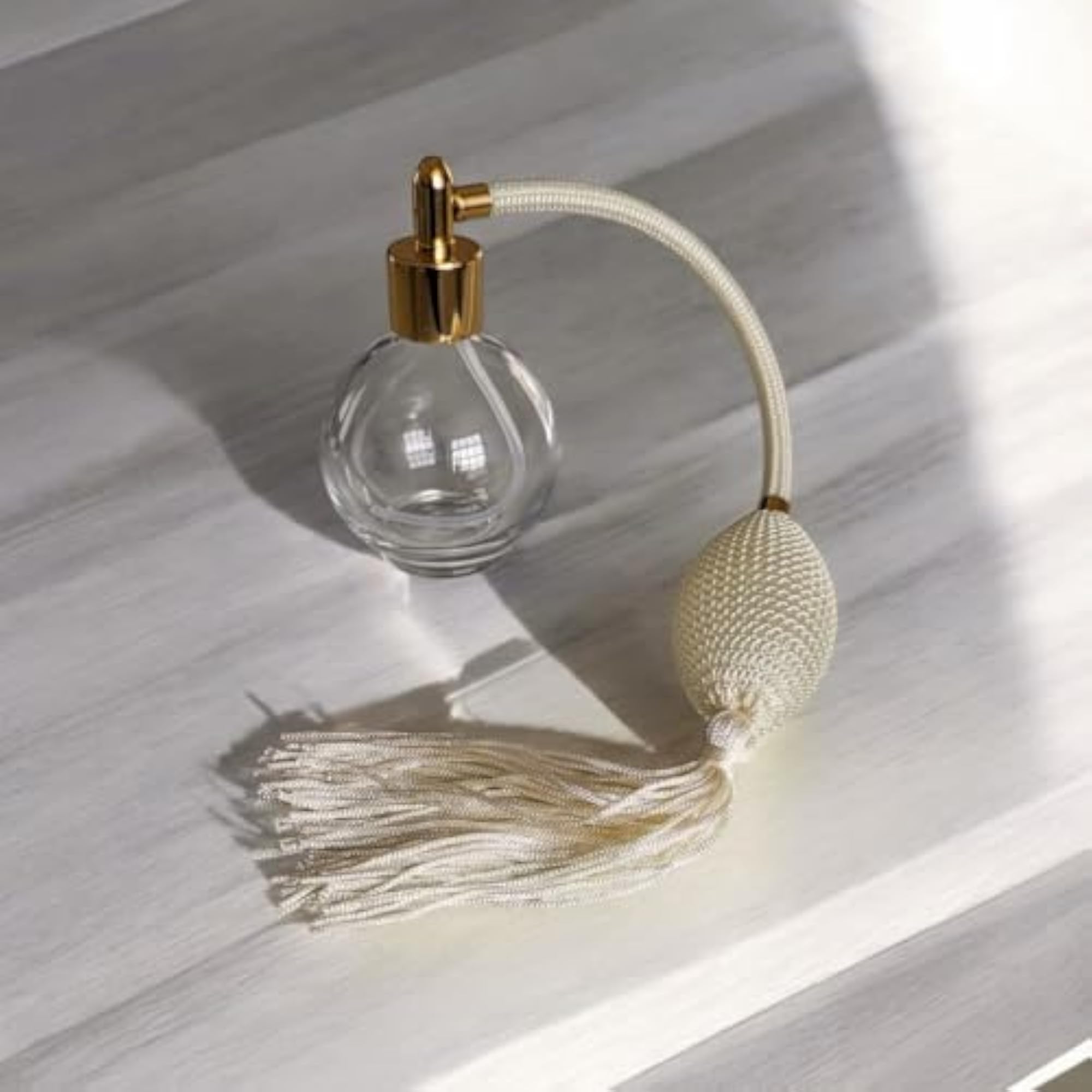 Ivory Round Empty Refillable Perfume Glass Bottle Spray, 78ml