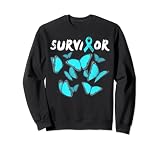 "Survivor", lazo azul-verde y mariposas azul-verde. Guardar silencio sobre las agresiones sexuales no resolverá el problema. Con este diseño dices no a las agresiones sexuales y conciencias a la sociedad.