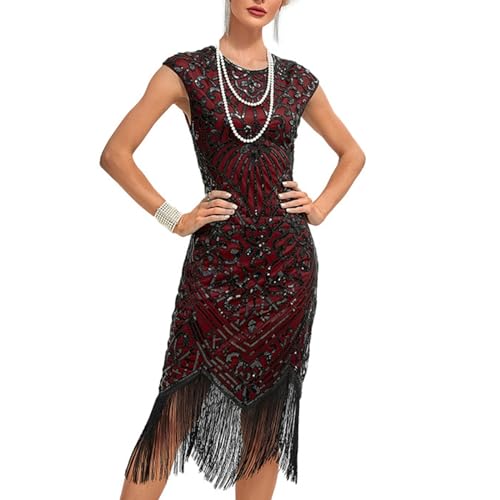 Robe de soirée sans manches style cocktail rétro chic avec pompons et détails plissés - 4