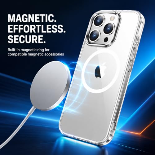 Image of MAGA Back Case Cover for Apple iPhone 15 Pro, Crystal Clear Magnetic Case Compatible with MagSafe, Hybrid Hard PC Back & Soft TPU Bumper, Shockproof Protective Cover - Clear