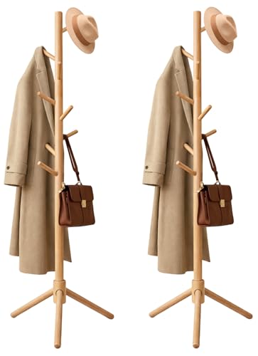 LUMO RISE 2-Pack Solid Beech Wood Freestanding Coat Rack, Entryway