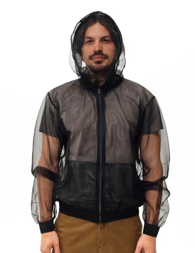 Relexit Mosquito Jacket Mesh Zipper Bug Shirt Mosquito Suit Outdoor Summer Mosquito Net Clothing for Fishing Hiking Black XL