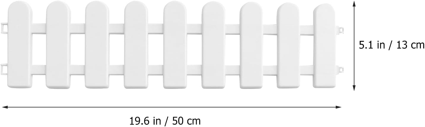 5pcs Garden Plastic Fence Pickets Indoor Outdoor Protective Guard Edging Decor White Miniature Indoor Garden Border Grass Lawn Edge Fence 50x13cm