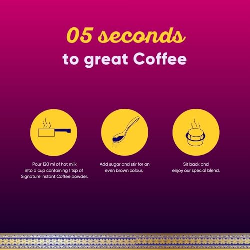 Image of VS Mani & Co Signature Instant Coffee Powder - Pack of 3 (100 gm) Makes 60 Cups - 60% Coffee and 40% Chicory - Strong and Aromatic Signature Instant Coffee, No Added Preservatives | Sugar |Flavours