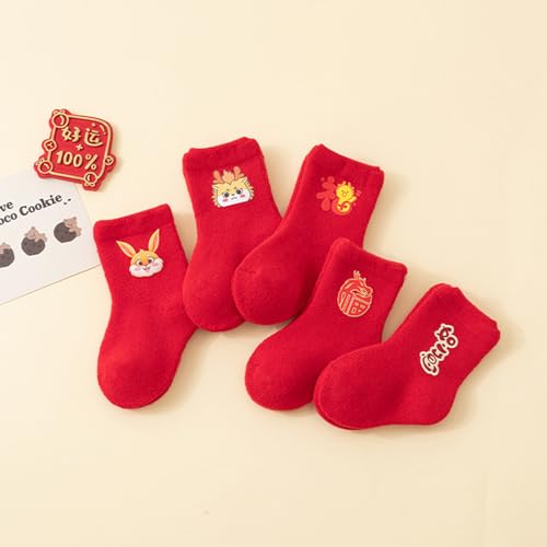 Toddler Socks, 5 Pair Colorful Baby Socks Fleece-Lined Newborn Winter Sock Cozy & Thick Warm Sock for 0 to 12 Month4