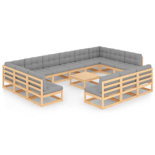 MOONAIRY 14-TLG. Garten-Lounge-Set mit Kissen, Lounge Gartenmöbel Set, Terassenmöbel Wetterfest, Gartenlounge, Balkon Möbel, Garten Loungemöbel Set, Garten Sitzgruppe, Massivholz Kiefer – Bild 3