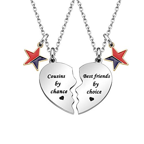 JQFEN Split Heart Necklace of 2 for Best Friends Cousin Sister Charm Star Jewelry for Women Girls Friendship Graduation Gifts (Cousin Best Friends) JQFEN Split Heart Necklace of 2 for Best Friends Cousin Sister Charm Star Jewelry for Women Girls Friendship Graduation Gifts (Cousin Best Friends)