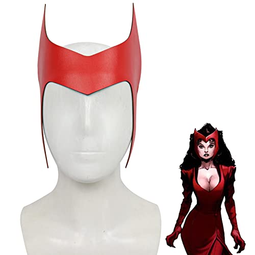 Corona de bruja escarlata Wanda Maximoff tocado casco rojo Cosplay tocado Halloween disfraz accesorios para adultos adolescentes (estilo 4) Cover