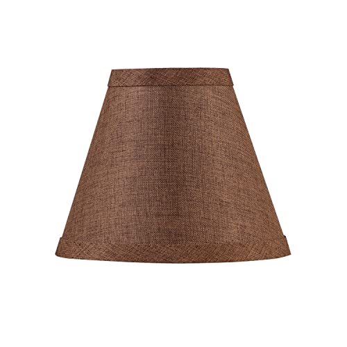 Image of Aspen Creative 51011-2, Hardback Empire Transitional Clip-On Chandelier Shade, Dark Brown Burlap Texture Fabric, 3 inch Top x 6 inch Bottom x 5 inch Slant, Set of 2
