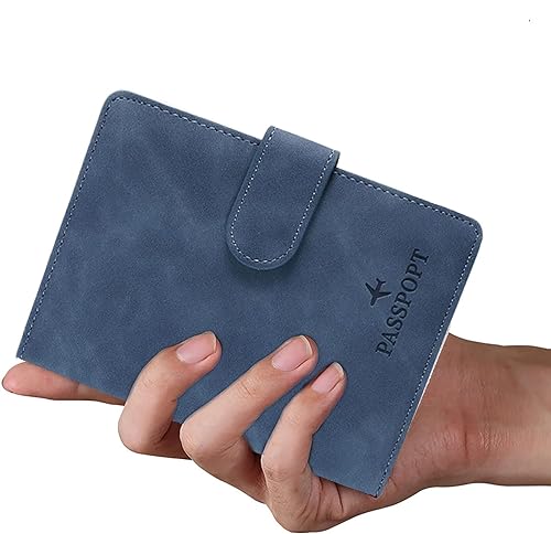 Image of House of Quirk Passport Holder Cover, PU Leather Passport Cover Case Organiser with Wallet for Credit Card, Money, Business Cards, Passport for Women Men (Blue)