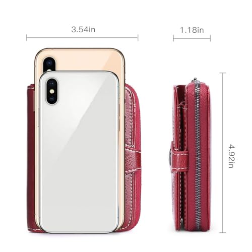 Leather Women's Short Purse Two-fold Women's Zipper Vintage Oil Waxed Cowhide Money Clip3