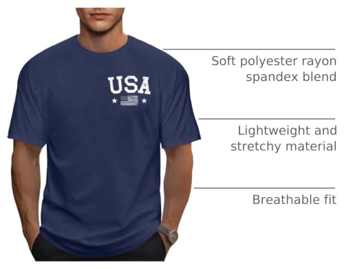 Image of Ithalt Men's American Flag Shirt 4th of July T-Shirt USA Patriotic Tee Shirt Independence Day Top