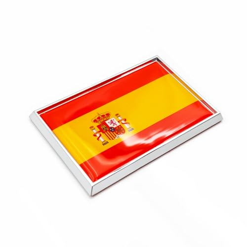 Image of Spain Flag Sticker Emblem Spanish Decal Car Chrome Flags, 2 Pack, 3 x 2 inches
