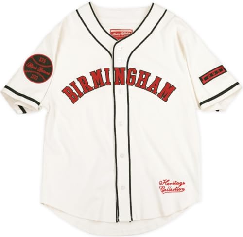 Big Boy Birmingham Black Barons S2 Heritage Mens Baseball Jersey [Ivory White - 4XL] - ID#62767