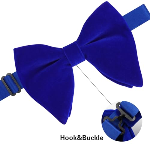 Image of Alizeal Velvet Pre-tied Adjustable Bow Tie for Men Oversize Formal Solid Tuxedo Bowtie