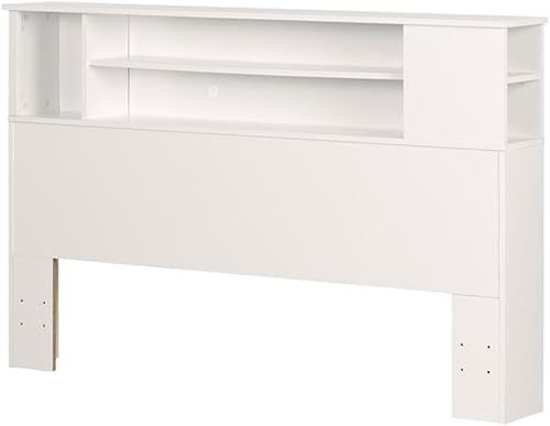 Miniatura 4 de South Shore, cabezal, armazón biblioteca Vito Collection Queen, 60 pulgadas, color chocolate, Madera, Blanco puro