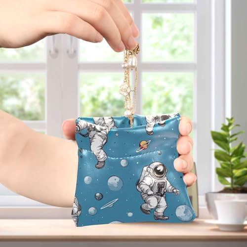Space Astronauts Cartoon Coin Purse Leather Pouch Change Purse, Squeeze Coin Pouch for Cards, Keys & Lipsticks, Unisex4