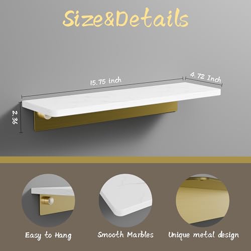 Étagère murale en marbre blanc poli design moderne suspendu luxe - 3
