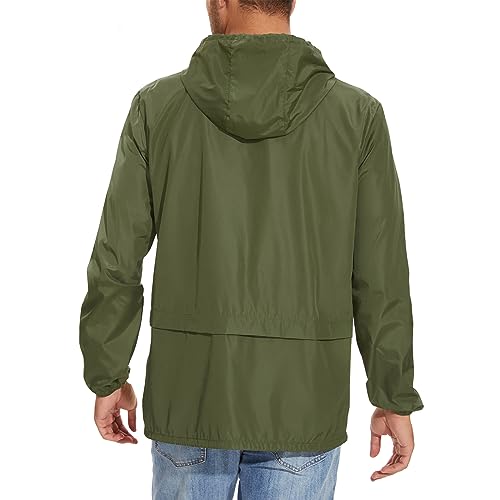 American Trends Packable Mens Rain Jacket Lightweight Waterproof Raincoats with Hood Windbreaker for Travel M-3XL Available3