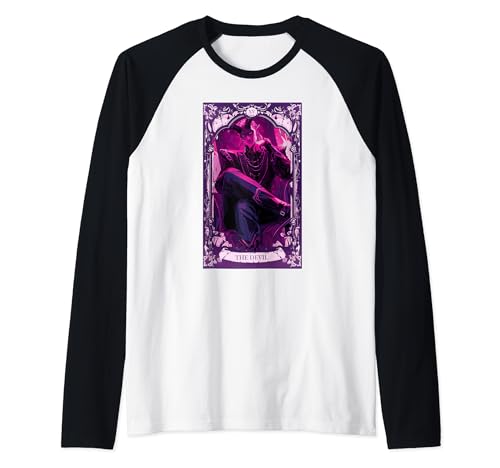 The Devil Creepy Anime Vampiro Tarot Card Gothic Otaku Camiseta Manga Raglan