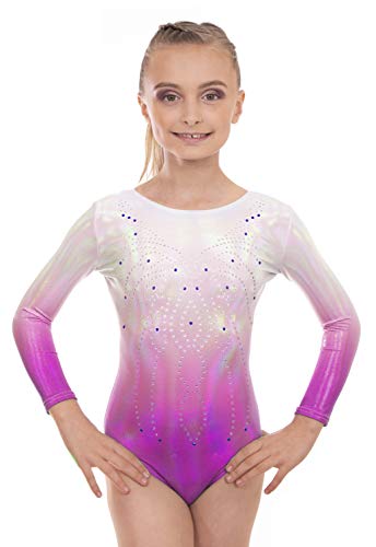Vincenza Dancewear Girls Radiant Long Sleeved and Short Sleeve Leotard for Dance, Gym and Gymnastics (9-10 Years, Radiant Pink (Long Sleeved)) Cover