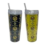 Simran International Inc. Club America 2-Pack Plastic Double Wall Tumblers with Lid & Straw, 20 oz