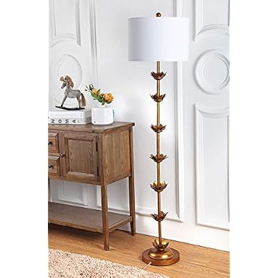 Safavieh FLL4003A Lighting Collection Landen Leaf 63.5 Antique Gold Floor Lamp, Metal