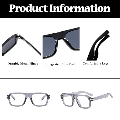 Image of LJCZKA Blue Light Blocking Glasses for Men Women Square Thick Frame Anti Eyestrain Computer Gaming Clear Lens Eyeglasses