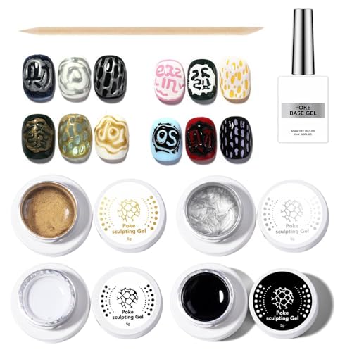 Professional Poking Gel Nail Art Kit | Black & White