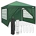 COBIZI Tonnelles de Jardin de 3x3m Tonnelles Pliante avec des côtés Tente instantanée Commerciale de chapiteau de Patio Tente résistante, entièrement imperméable,Vert