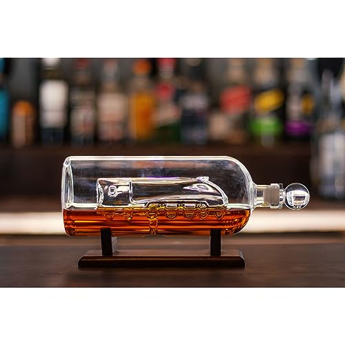 Whisky Decanter - Train Decanter - Gift for Him- Train Design Decanter on Wood Stand and Leak-Proof Stopper - 750 ml - Image 2