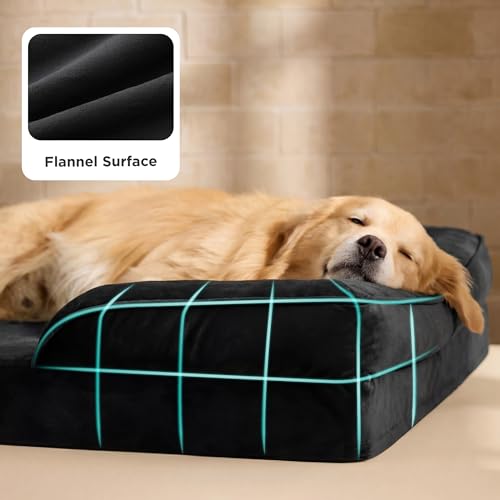BEDSURE orthopädisches Hundebett Ergonomisches Hundesofa - 122x89 cm Hundecouch mit eierförmiger Kistenschaum für große Hunde, waschbar rutschfest Hundebetten, schwarz