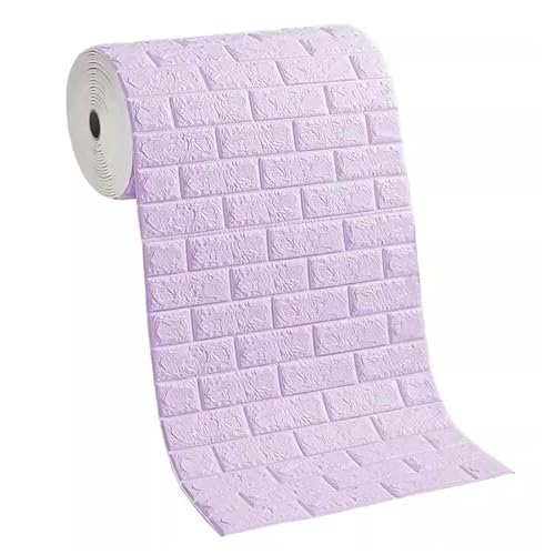 Paneles de espuma 3D autoadhesivos para pared con respaldo, papel tapiz texturizdo con efecto ladrillo extraíble, resistente al agua, grosor de 5 mm, para cocina, baño, sala de estar, morado