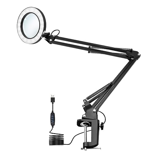 LED Magnifying Lamp,Adjustable 10X Magnifier Desk Lamp with 3 Colors 4.13