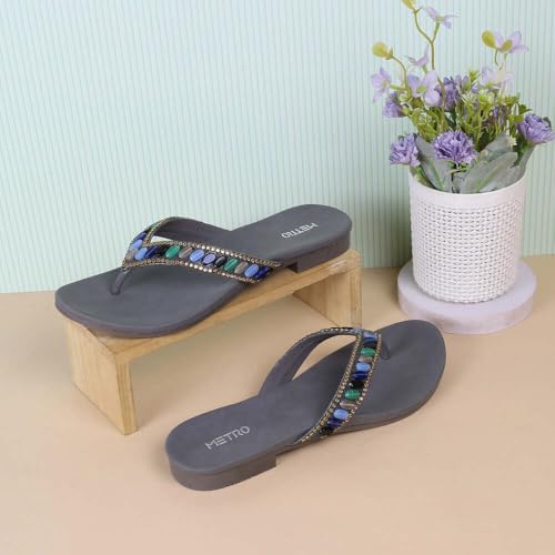 Image of Metro Women Synthetic Embellished Ethnic Casual Slip-on Sandal