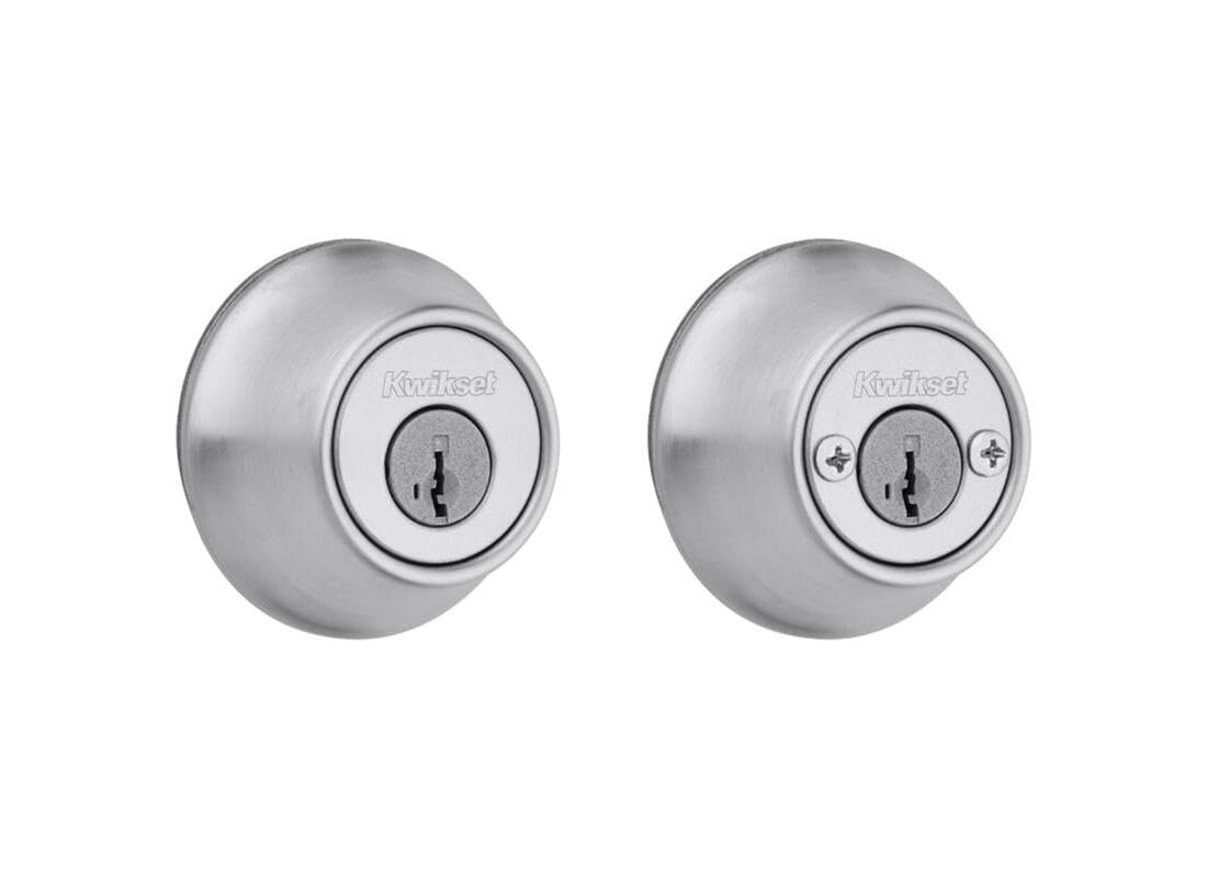 Kwikset SmartKey - Cerradura, Cerrojo de Seguridad, Pestillo Puerta, Doble Cilindro de Metal Cromado Satinado