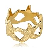 RING MIT GROßEM SEESTERN My Bendel *Breiter verspielter Seesternring- Ring mit großem Seestern - für Damen - in Gold - Edelstahl - Bleibt schön und Verfärbt nicht - mit Luxuriösen Geschenkverpackung