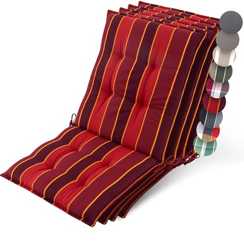 Beautissu 4er Set Premium Niedriglehner Auflage Gartenstuhl 100x50cm Sun-NL – 8cm Dick Polster...