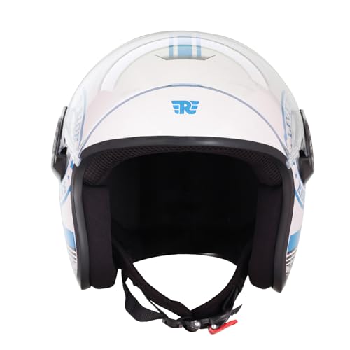 Image of ROYAL ENFIELD Copter Live to Ride Open FACE Helmet White & Blue M