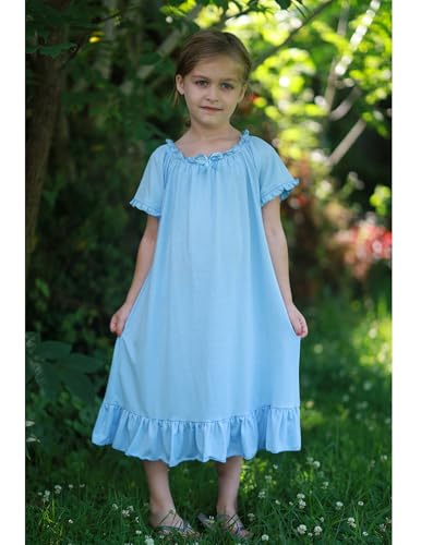 Arshiner Girls Nightgowns Sleepwear Short Sleeve Victorian Pajama Dress Soft Princess Sleepshirt for 3-12 Years Kids