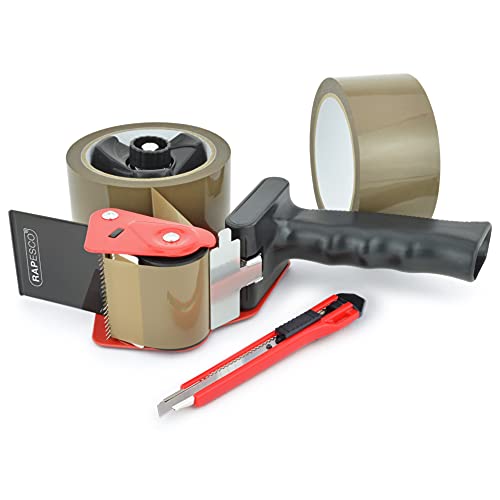 Rapesco 1556 Germ-Savvy Antibactérien, Dévidoir de Ruban 960 avec 2 Rouleaux Marrons et un Cutter