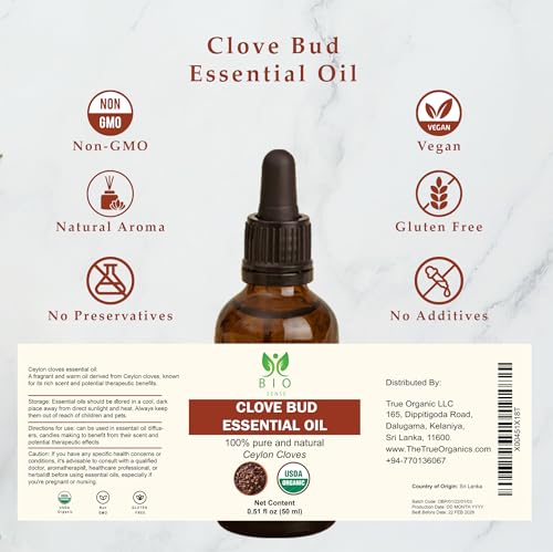 Image of Bio sense 100% Pure Ceylon Organic Clove Bud Essential Oil, USDA Certified | 15ml (0.5 Fl Oz) | 100% Pure & Organic Clove Bud Essential Oil | Use for Diffuser and Candle Making.