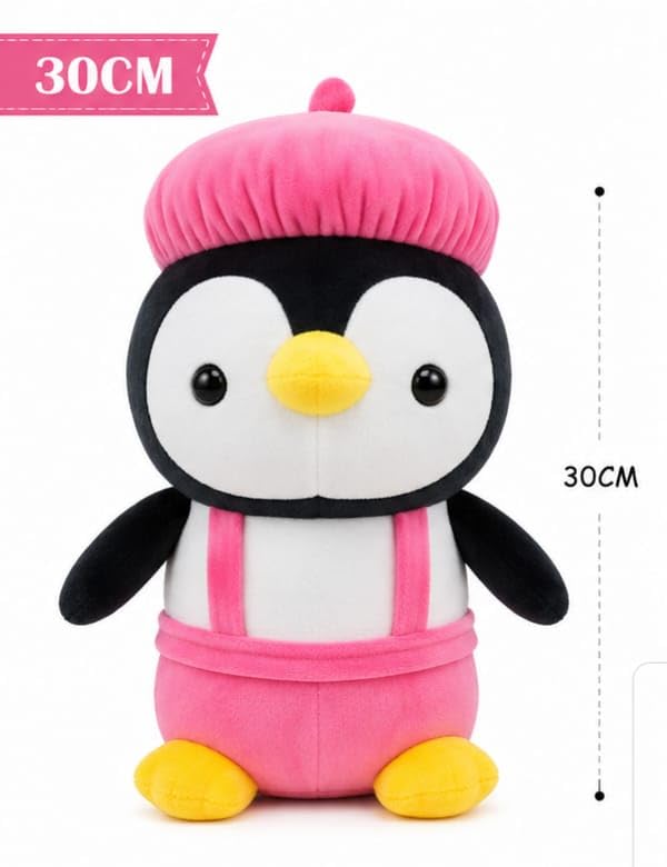 Image of Cute Penguin Plush Soft Toy for Kids Boys Girls 30CM | Soft Stuffed Animal Teddy Doll | Hugable Cartoon Penguin Cushion Toy for Birthday Gift Home Decor